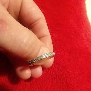 3 Sided Pave Diamond Square Wedding Band .40cttw Size 7 (Gently Worn)